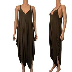 Ollie & Chloe by Jolie Flowy Olive Green Romper Women's Medium